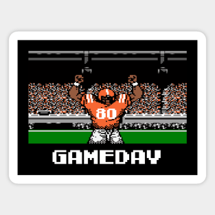 Orange and White Football Gameday Retro 8 Bit Linebacker Magnet